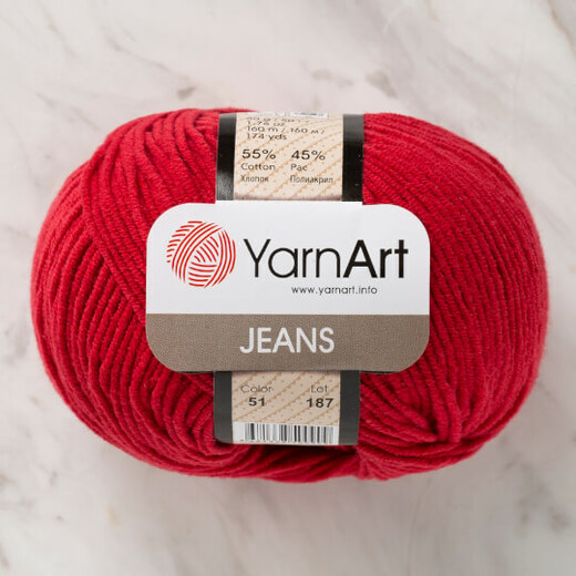 YarnArt Jeans 51 sv.červená
