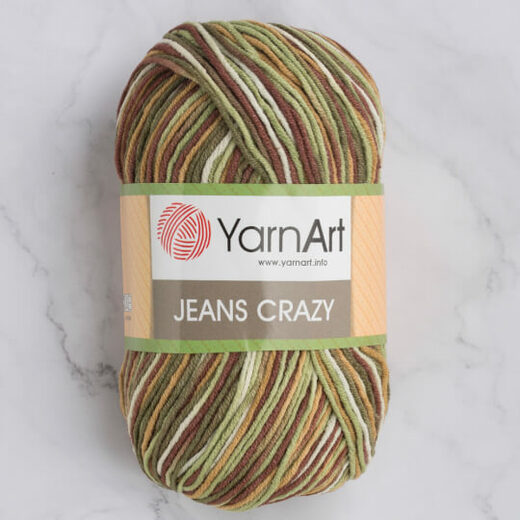 Yarn Art Jeans crazy 7203 zelenohnědá